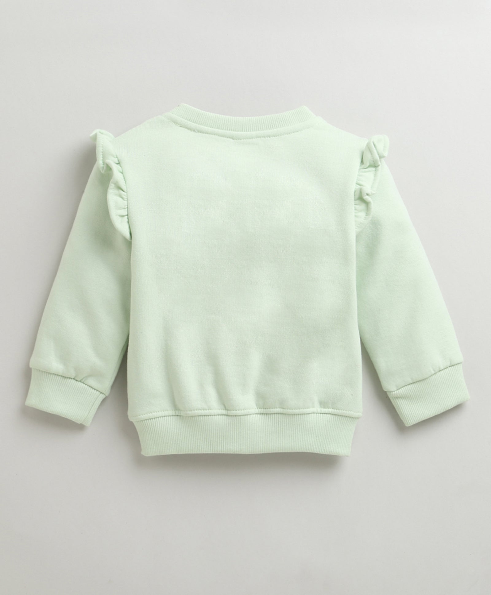 Girls Mint Green Full Sleeves Round Neck Sweatshirt