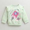 Girls Mint Green Full Sleeves Round Neck Sweatshirt