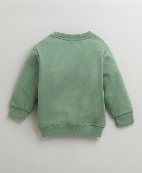 Boys Green Full Sleeves Round Neck Sweatshirt