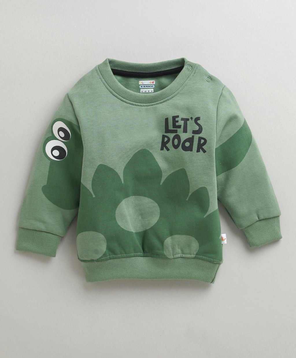 Bumzee Green Animal Print Sweatshirt, Full Sleeves