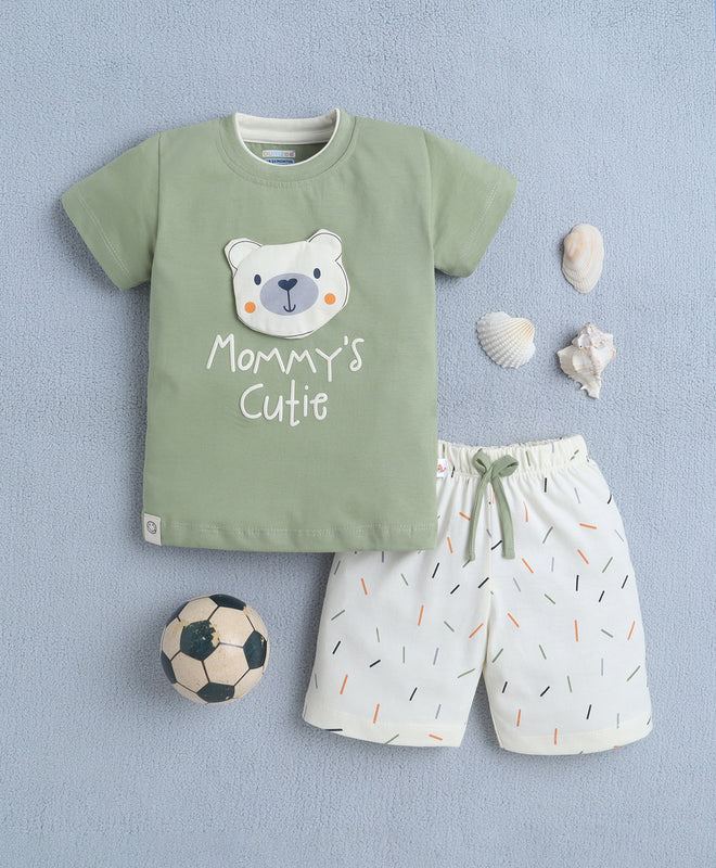 BUMZEE Green & Lemon Boys Half Sleeves T-shirt & Short Set