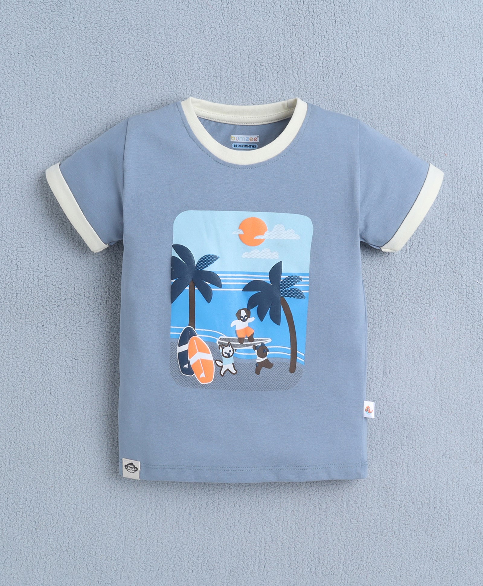 BUMZEE Grey & Lemon Boys Half Sleeves T-shirt & Short Set