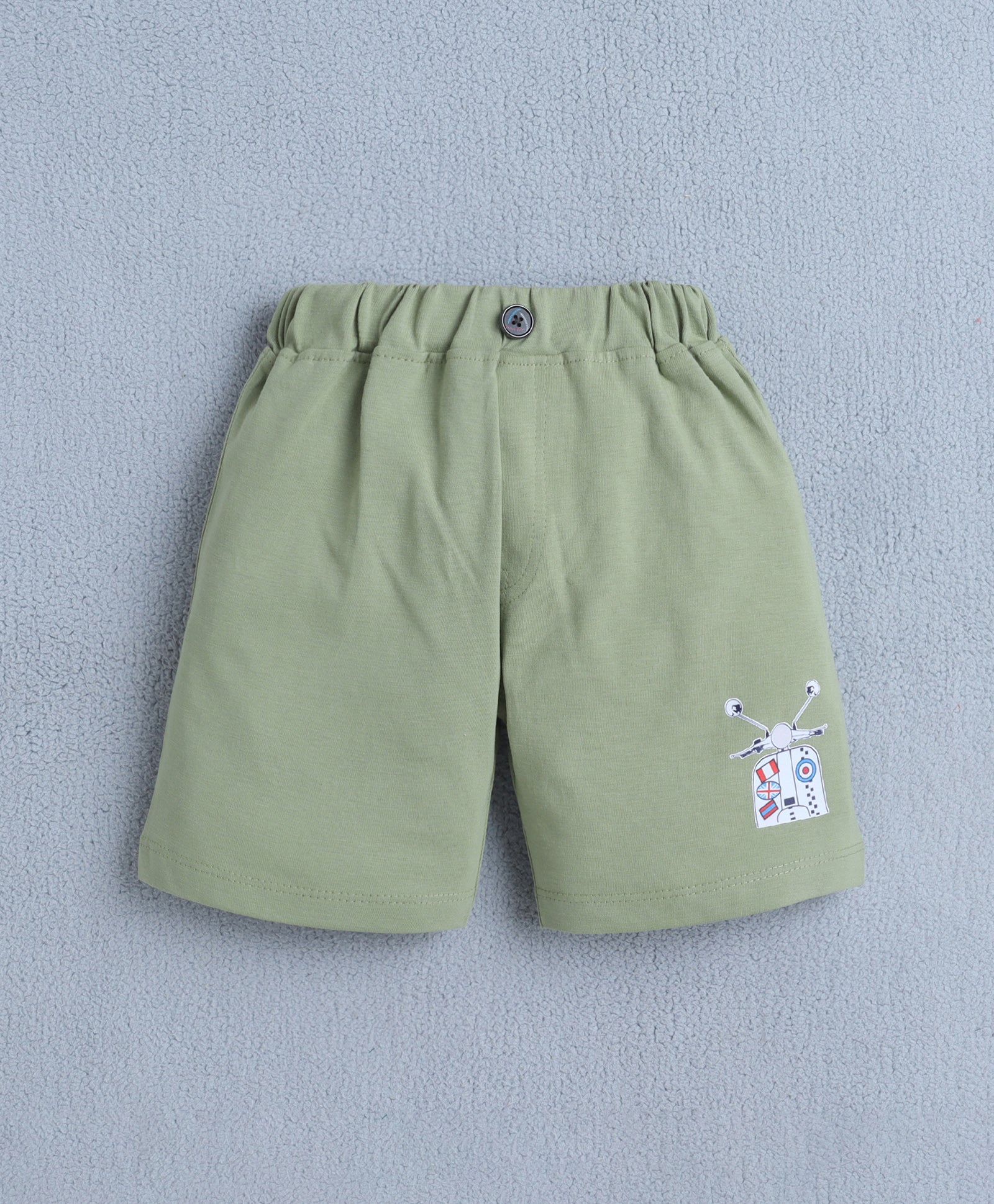 White & Green Boys Half Sleeves T-shirt & Short Set