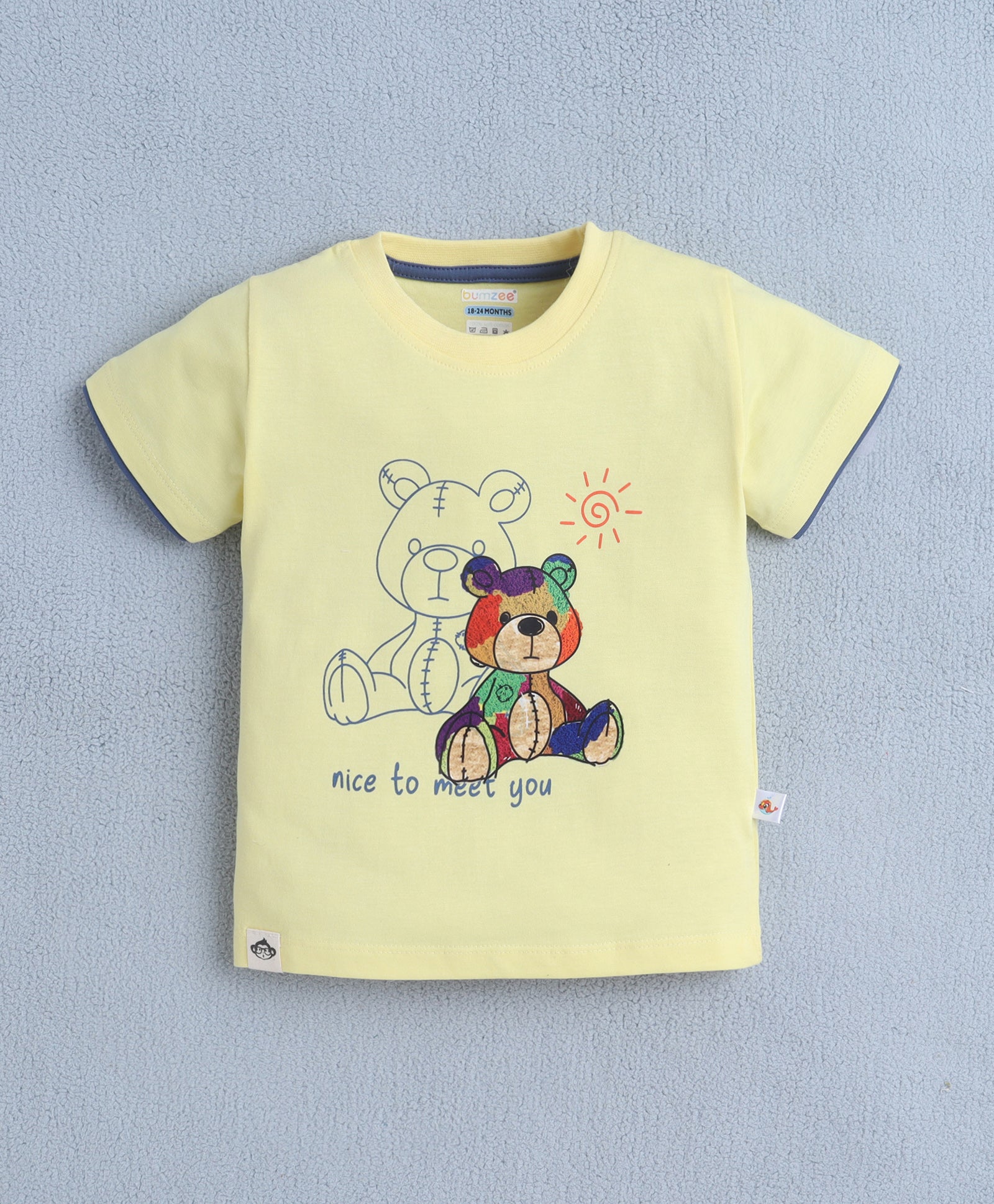 BUMZEE Yellow & Blue Boys Half Sleeves T-shirt & Short Set