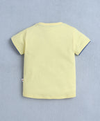 Bumzee Yellow & Blue Animal Print T-Shirt & Short Set, Half Sleeves, 100% Cotton (Style Peb11136)