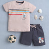 BUMZEE Peach & Grey Boys Half Sleeves T-shirt & Short Set