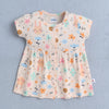 Peach Girls Cap Sleeves Frock With Panty