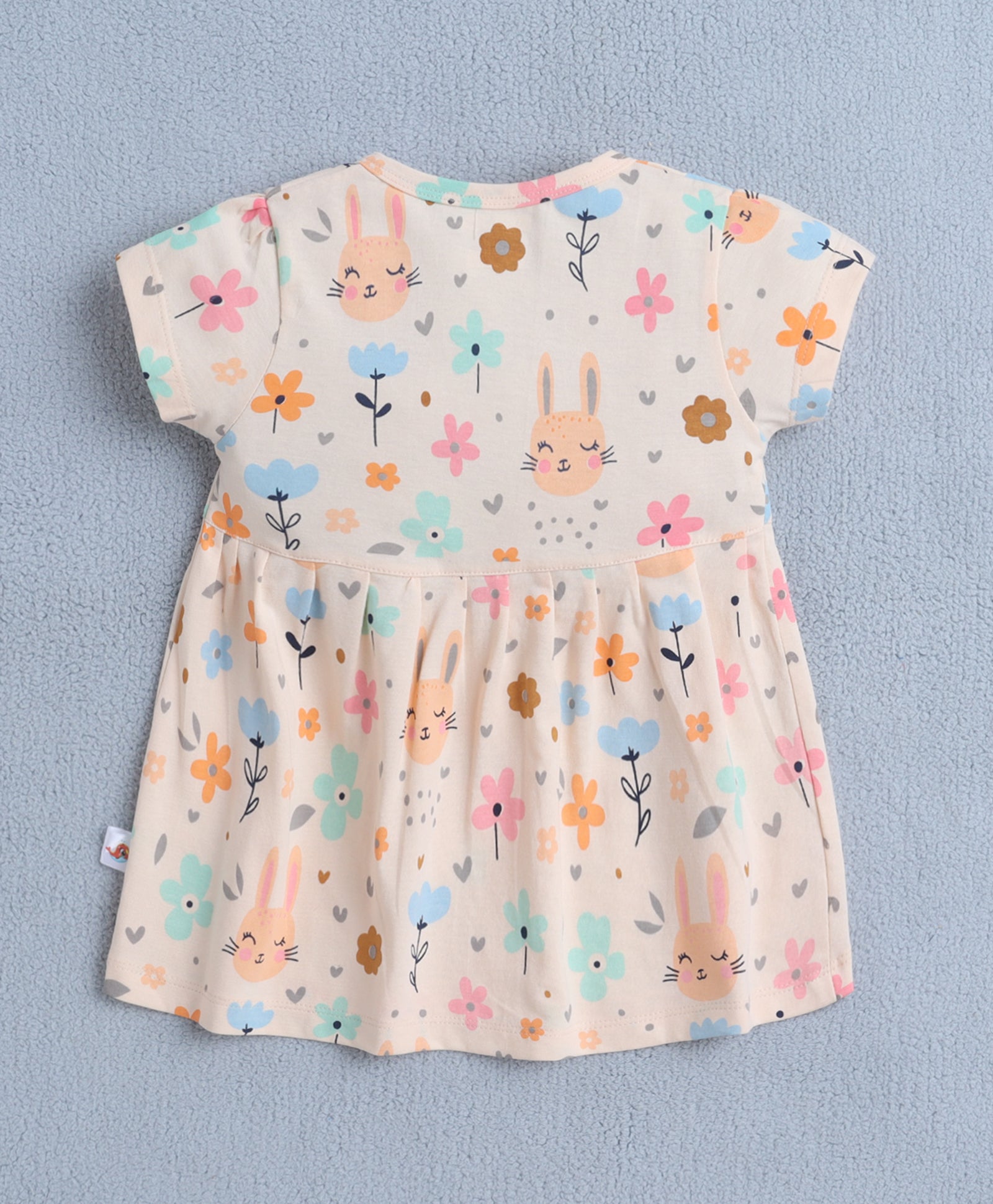 Peach Girls Cap Sleeves Frock With Panty