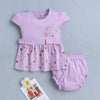 Lilac Girls Cap Sleeves Frock With Panty