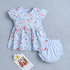 Sky Blue Girls Cap Sleeves Frock With Panty