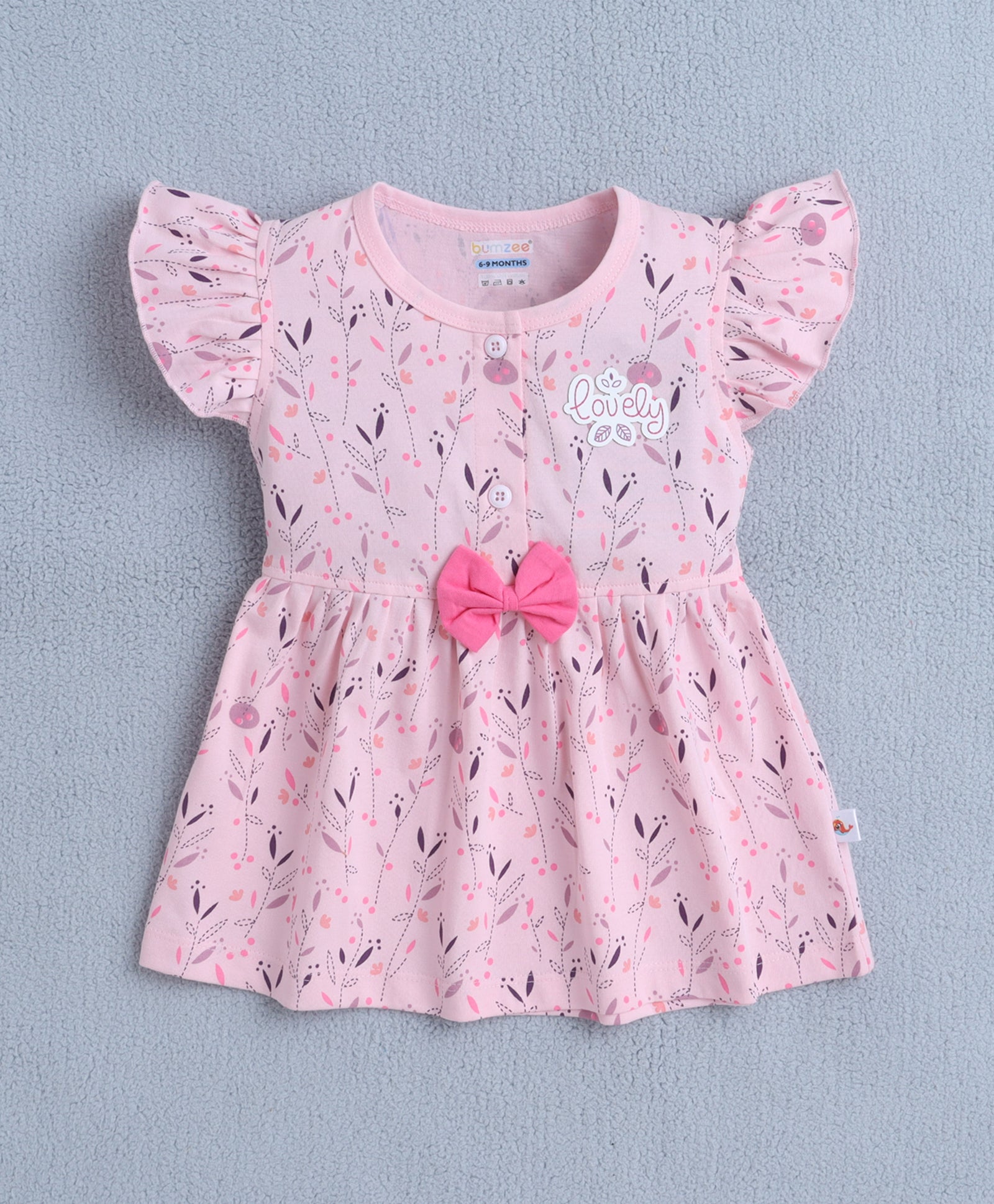Pink Girls Cap Sleeves Frock With Panty