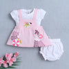 Pink & White Girls Cap Sleeves Frock With Inner Top & Panty