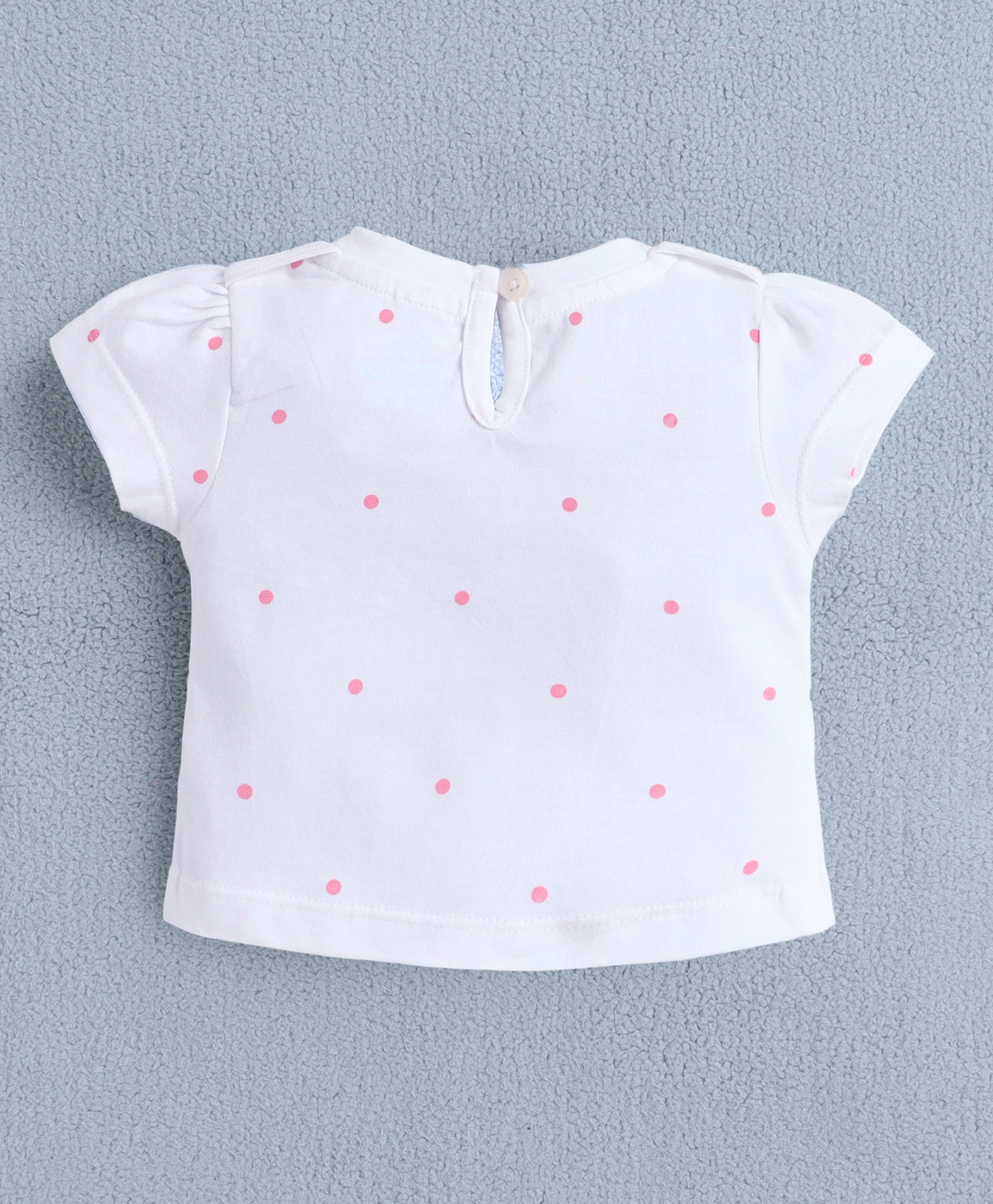 Pink & White Girls Cap Sleeves Frock With Inner Top & Panty