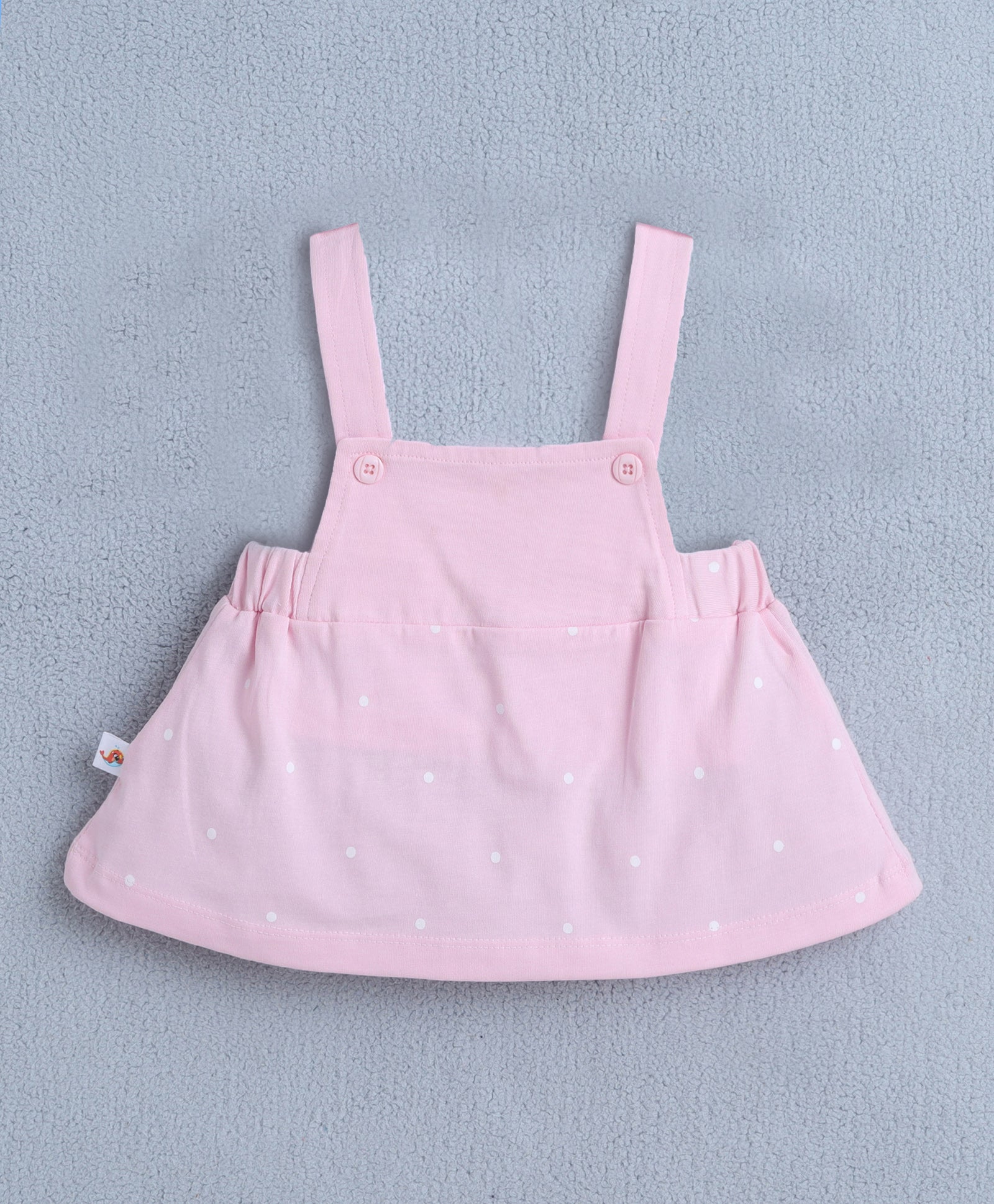 Pink & White Girls Cap Sleeves Frock With Inner Top & Panty