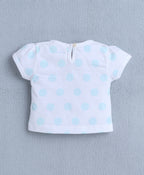 Sky Blue Polka Dot Frock, Cap Sleeves