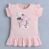 Peach & Navy Girls Cap Sleeves T-Shirt & Capri Set