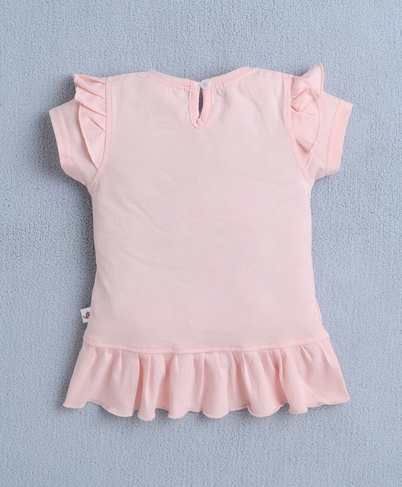 Peach & Navy Girls Cap Sleeves T-Shirt & Capri Set