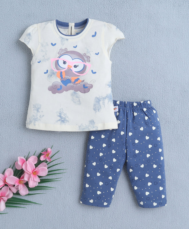 Lemon & Blue Girls Cap Sleeves T-Shirt & Capri Set