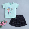BUMZEE Mint & Navy Girls Cap Sleeves Top & Skirt Set