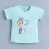 BUMZEE Mint & Navy Girls Cap Sleeves Top & Skirt Set