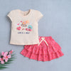 BUMZEE Peach & Coral Girls Cap Sleeves Top & Skirt Set