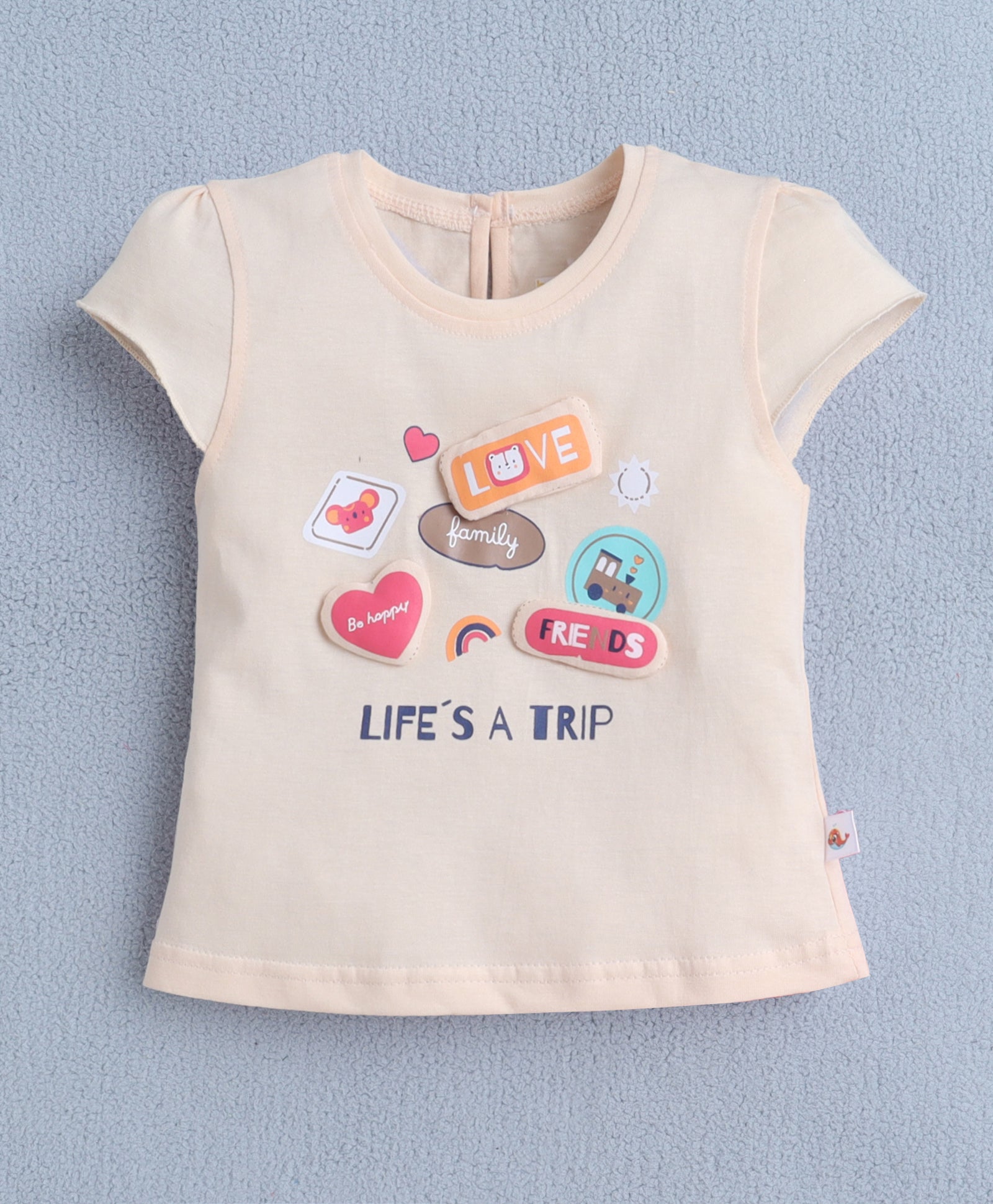 BUMZEE Peach & Coral Girls Cap Sleeves Top & Skirt Set