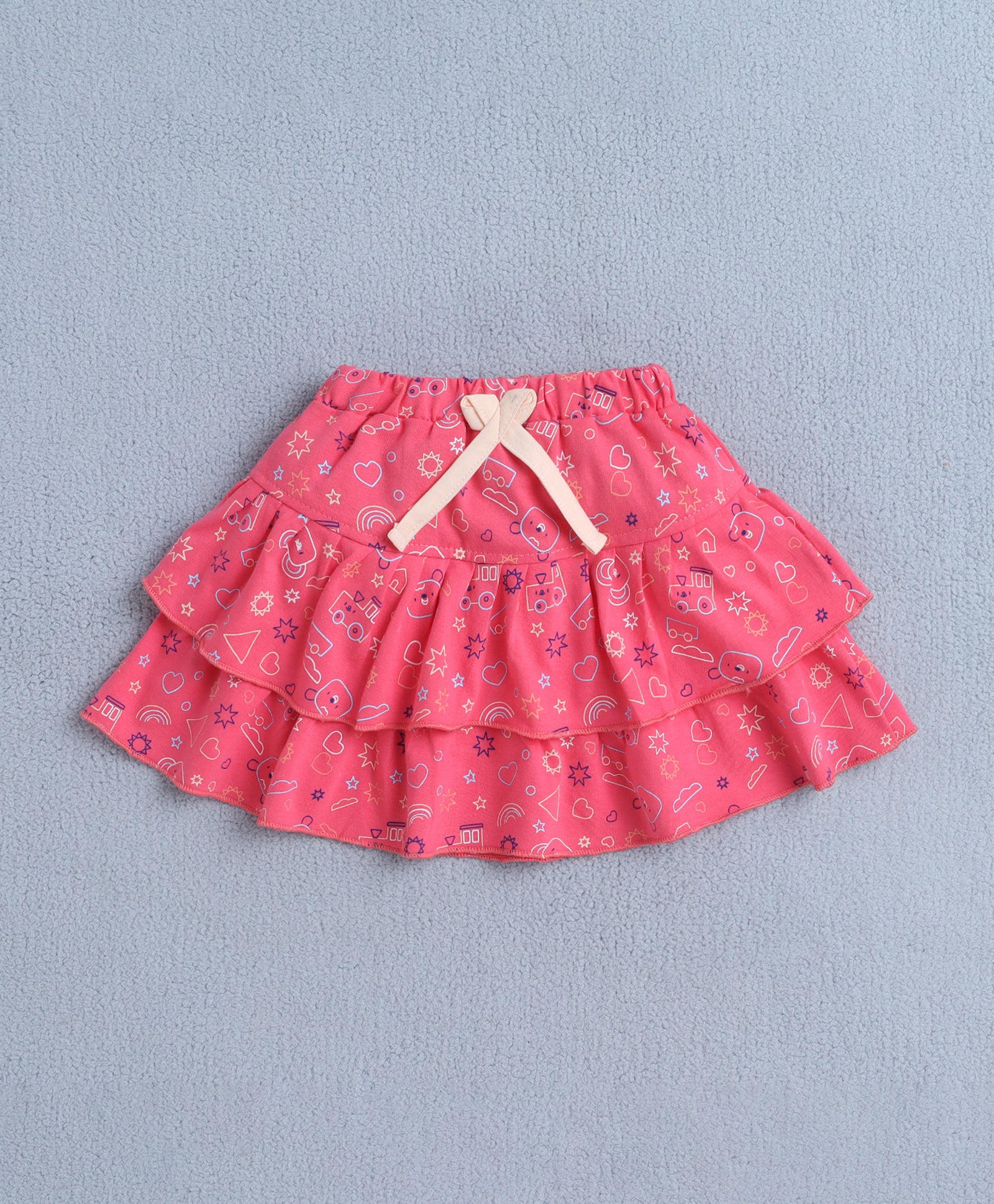 BUMZEE Peach & Coral Girls Cap Sleeves Top & Skirt Set