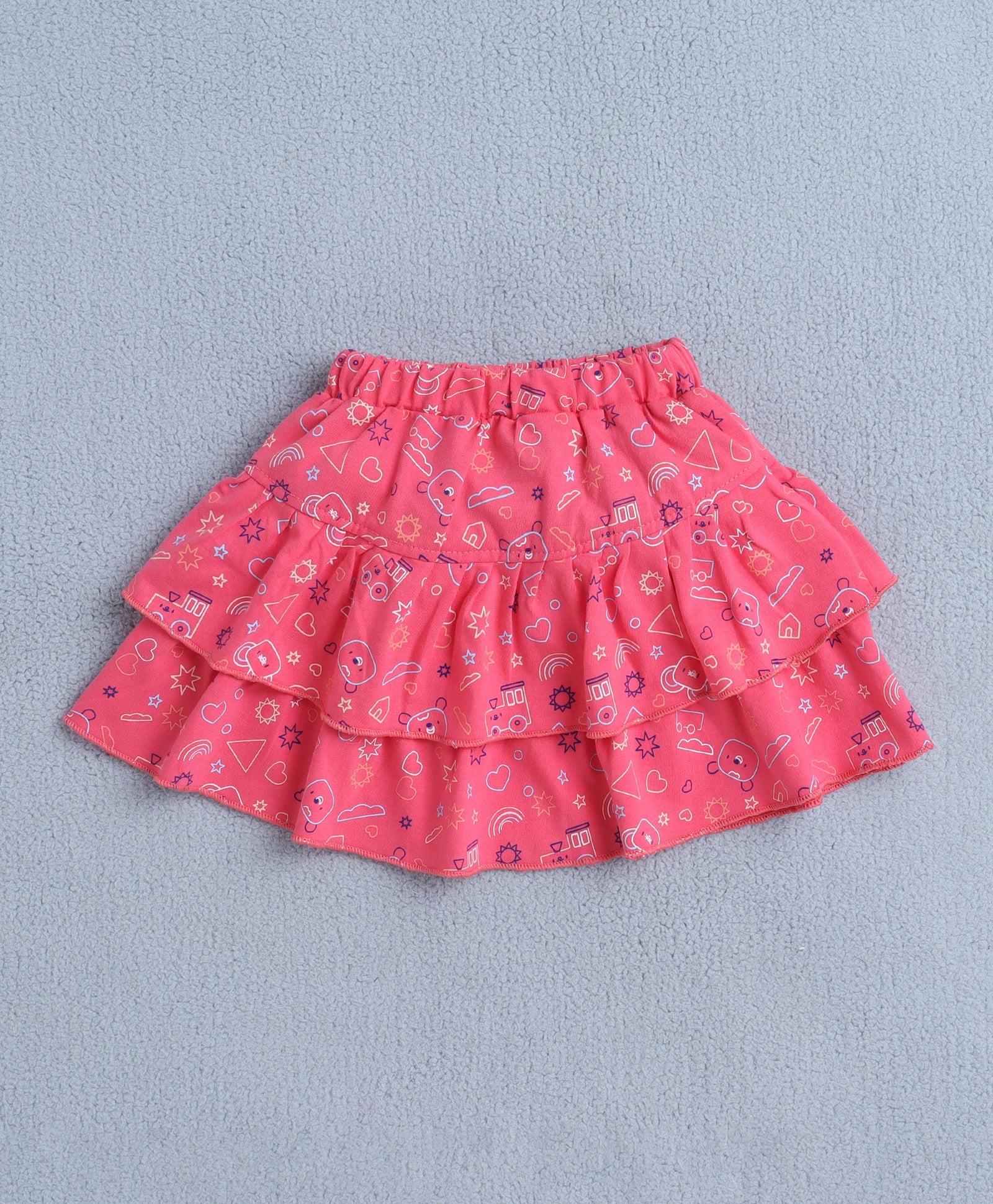 BUMZEE Peach & Coral Girls Cap Sleeves Top & Skirt Set