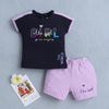 BUMZEE Navy & Lavender Girls Cap Sleeves T-shirt & Short Set