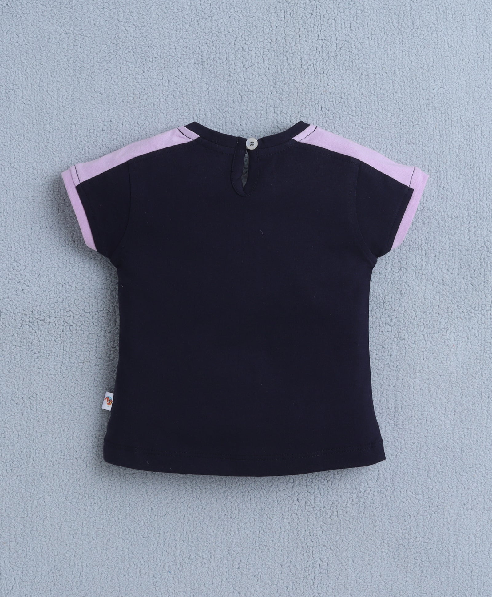BUMZEE Navy & Lavender Girls Cap Sleeves T-shirt & Short Set