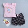 BUMZEE Pink & Navy Girls Cap Sleeves T-shirt & Short Set