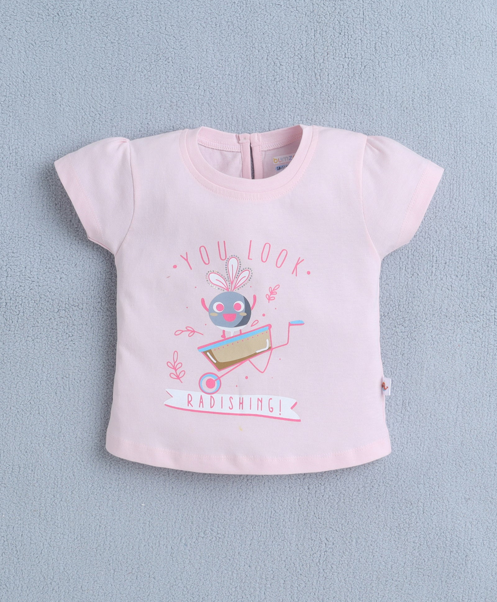 BUMZEE Baby Pink & Pink Girls Cap Sleeves T-shirt & Short Set