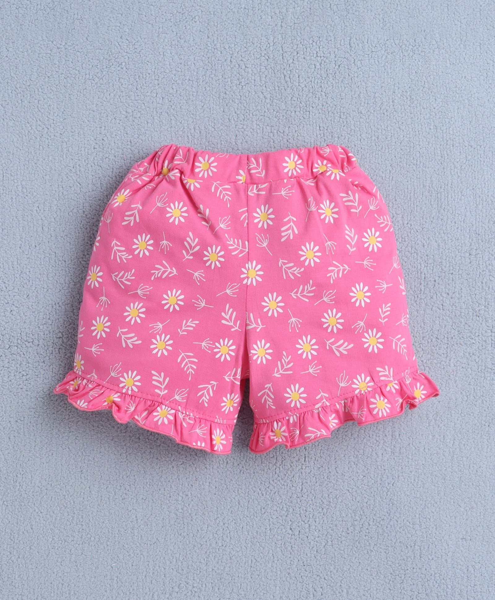 BUMZEE Baby Pink & Pink Girls Cap Sleeves T-shirt & Short Set