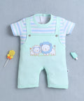 Bumzee Mint Green Embroidered Romper, Half Sleeves, 100% Cotton