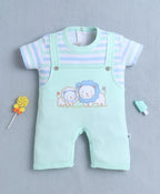 Bumzee Mint Green Embroidered Romper, Half Sleeves, 100% Cotton