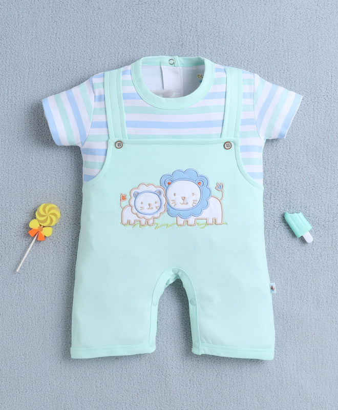 Mint Green Boys Half Sleeves Thigh Length Romper