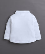 Bumzee White & Pink Striped Formal Set, Full Sleeves, 100% Cotton