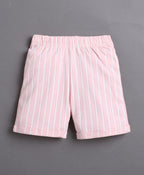 Bumzee White & Pink Striped Formal Set, Full Sleeves, 100% Cotton