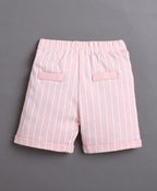 Bumzee White & Pink Striped Formal Set, Full Sleeves, 100% Cotton