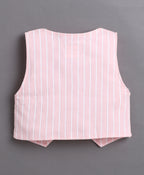 Bumzee White & Pink Striped Formal Set, Full Sleeves, 100% Cotton
