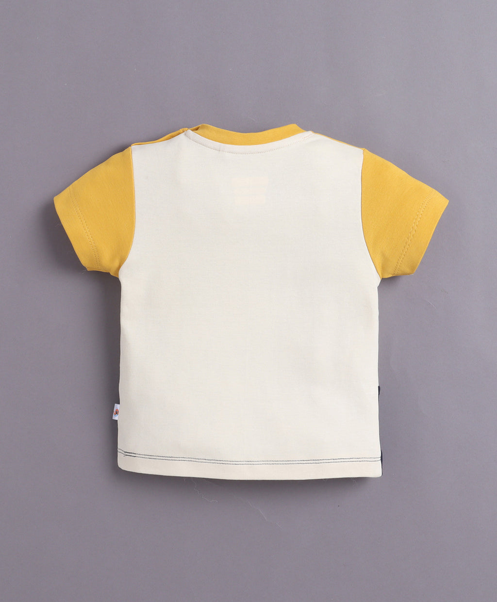 Bumzee Navy & Mustard Cut & Sew T-Shirt & Short Set, Half Sleeves, 100% Cotton