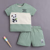 BUMZEE Green & Beige Boys Half Sleeves T-shirt & Short Set
