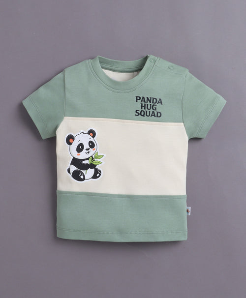 BUMZEE Green & Beige Boys Half Sleeves T-shirt & Short Set