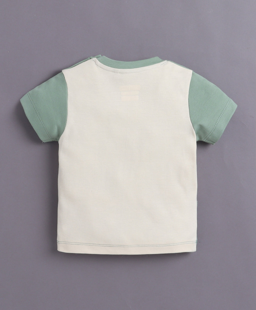 Bumzee Green & Beige Cut & Sew T-Shirt & Short Set, Half Sleeves, 100% Cotton
