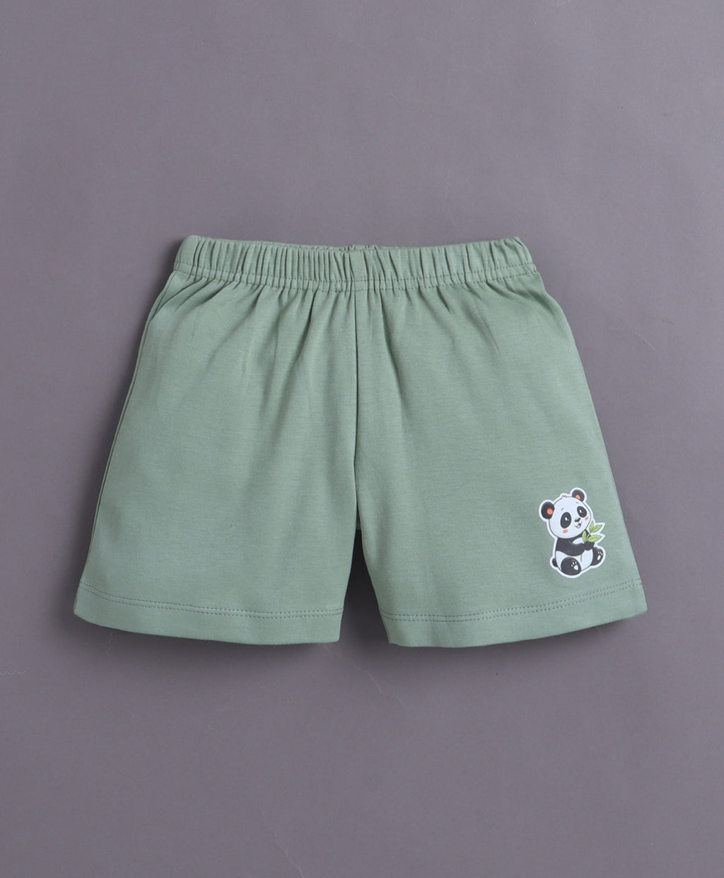 Bumzee Green & Beige Cut & Sew T-Shirt & Short Set, Half Sleeves, 100% Cotton