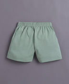 Bumzee Green & Beige Cut & Sew T-Shirt & Short Set, Half Sleeves, 100% Cotton