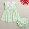 Mint Green Girls Cap Sleeves Frock With Panty