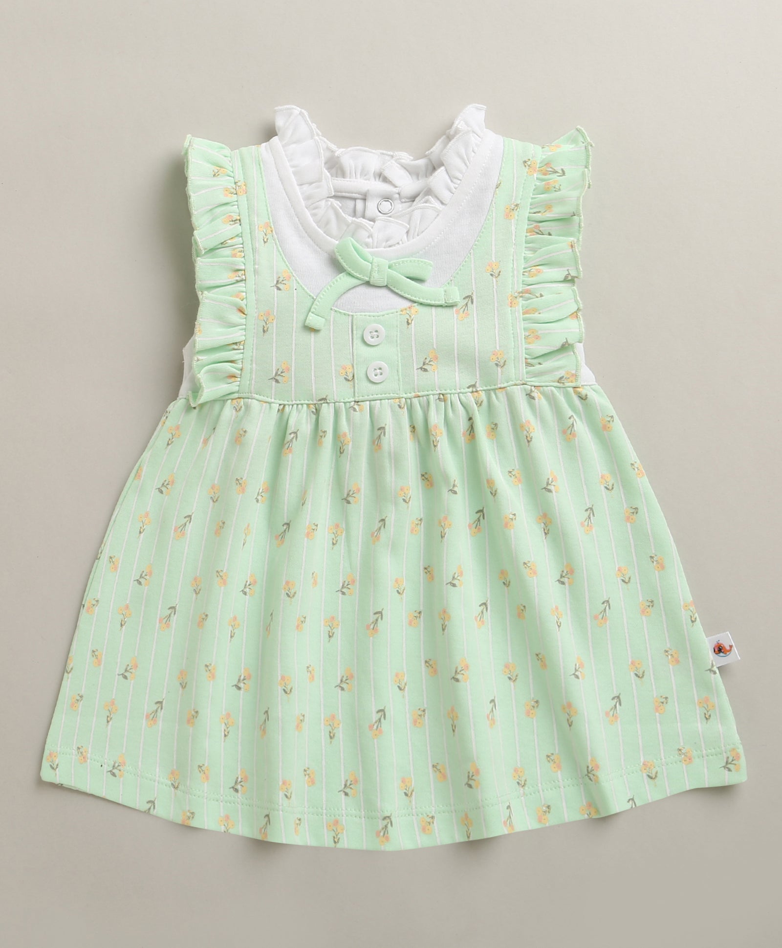 Mint Green Girls Cap Sleeves Frock With Panty