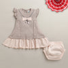 Grey Girls Cap Sleeves Frock With Panty