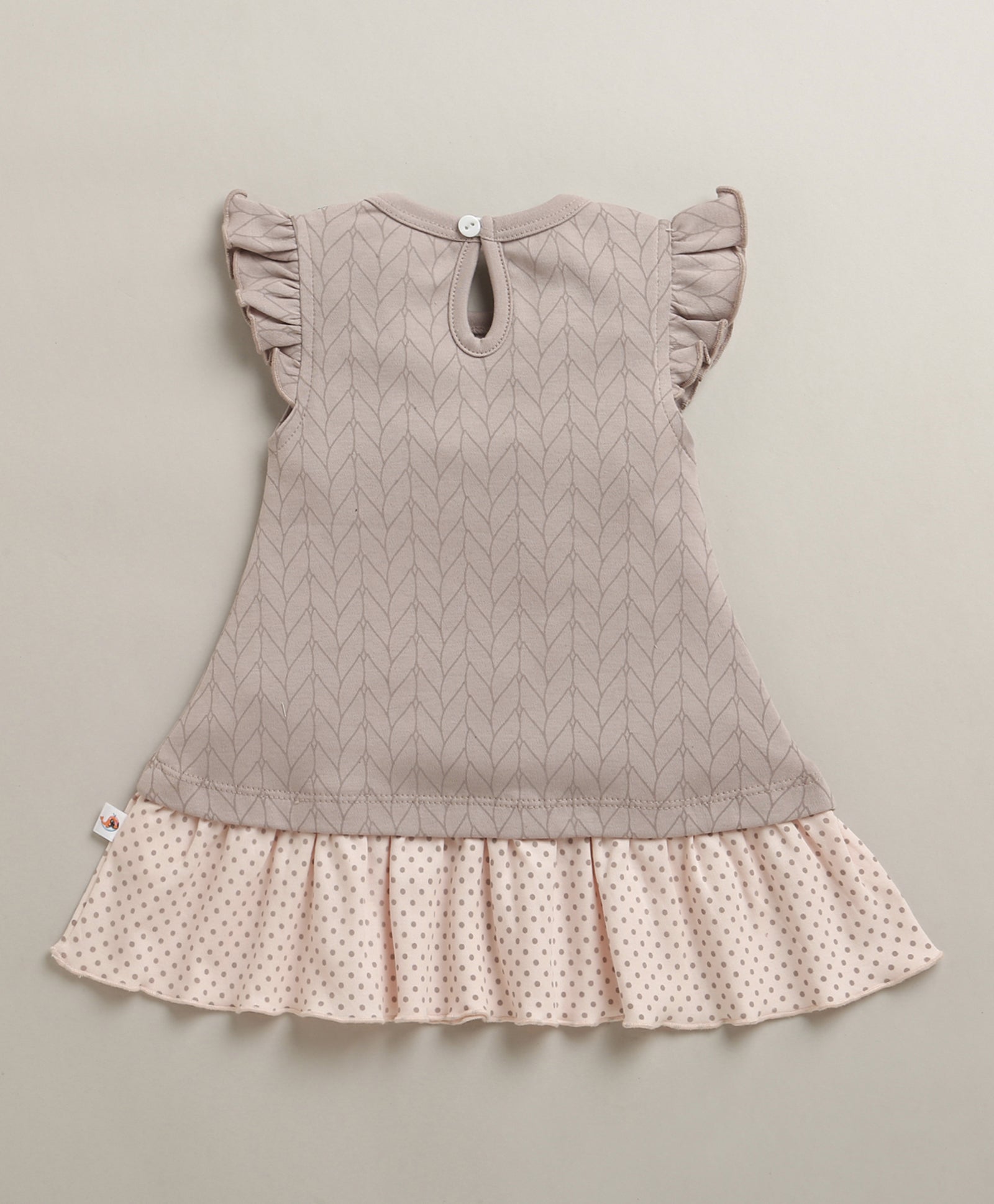 Grey Girls Cap Sleeves Frock With Panty